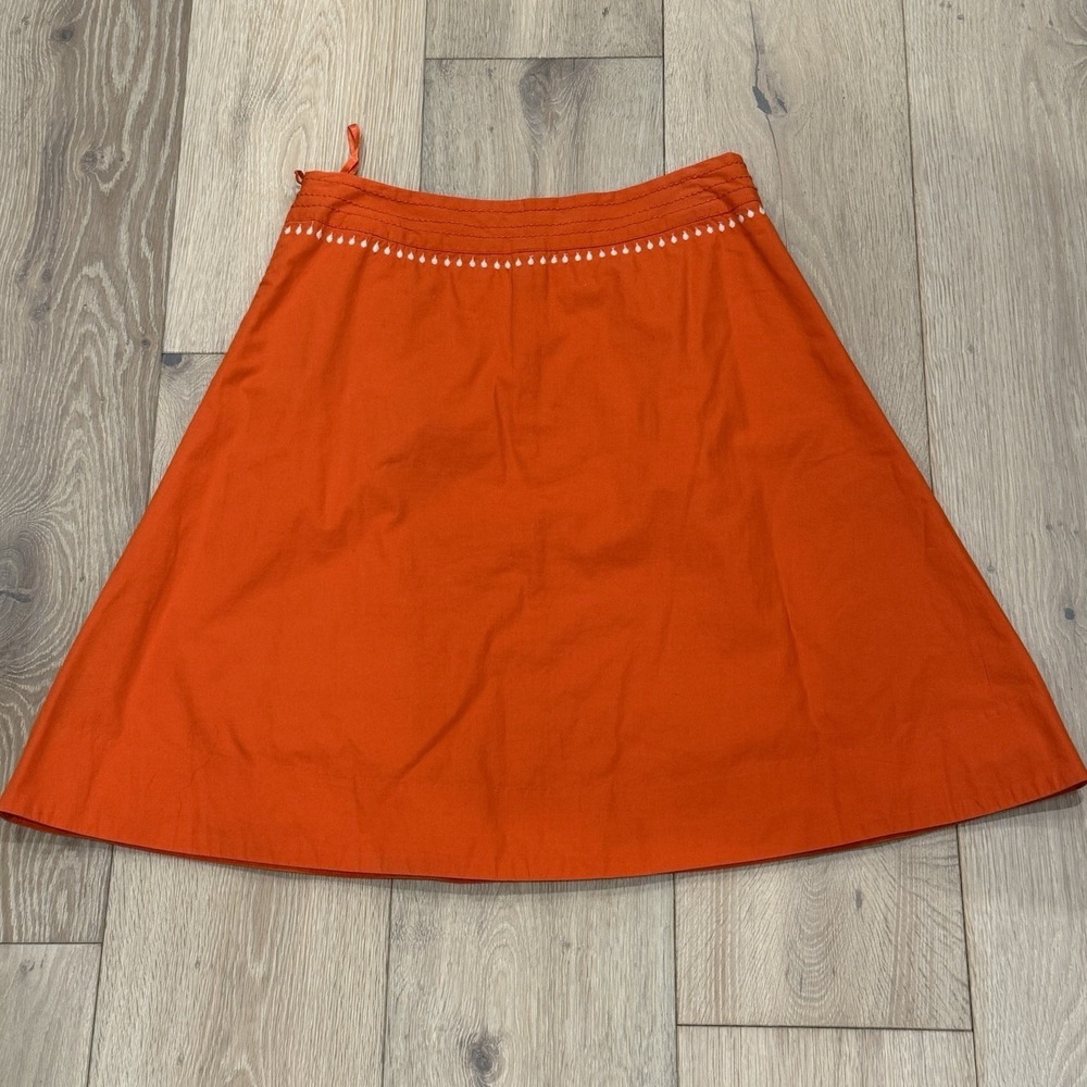 Anthropology Lithe SZ 4 Women's Orange Beaded Embroidered A line Skirt - Picture 2 of 7